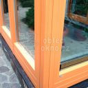 Detail opravených oken zimní zahrady hliníkovým opláštěním s dekorem dřeva firmou Window servis - Bodek, České Budějovice
